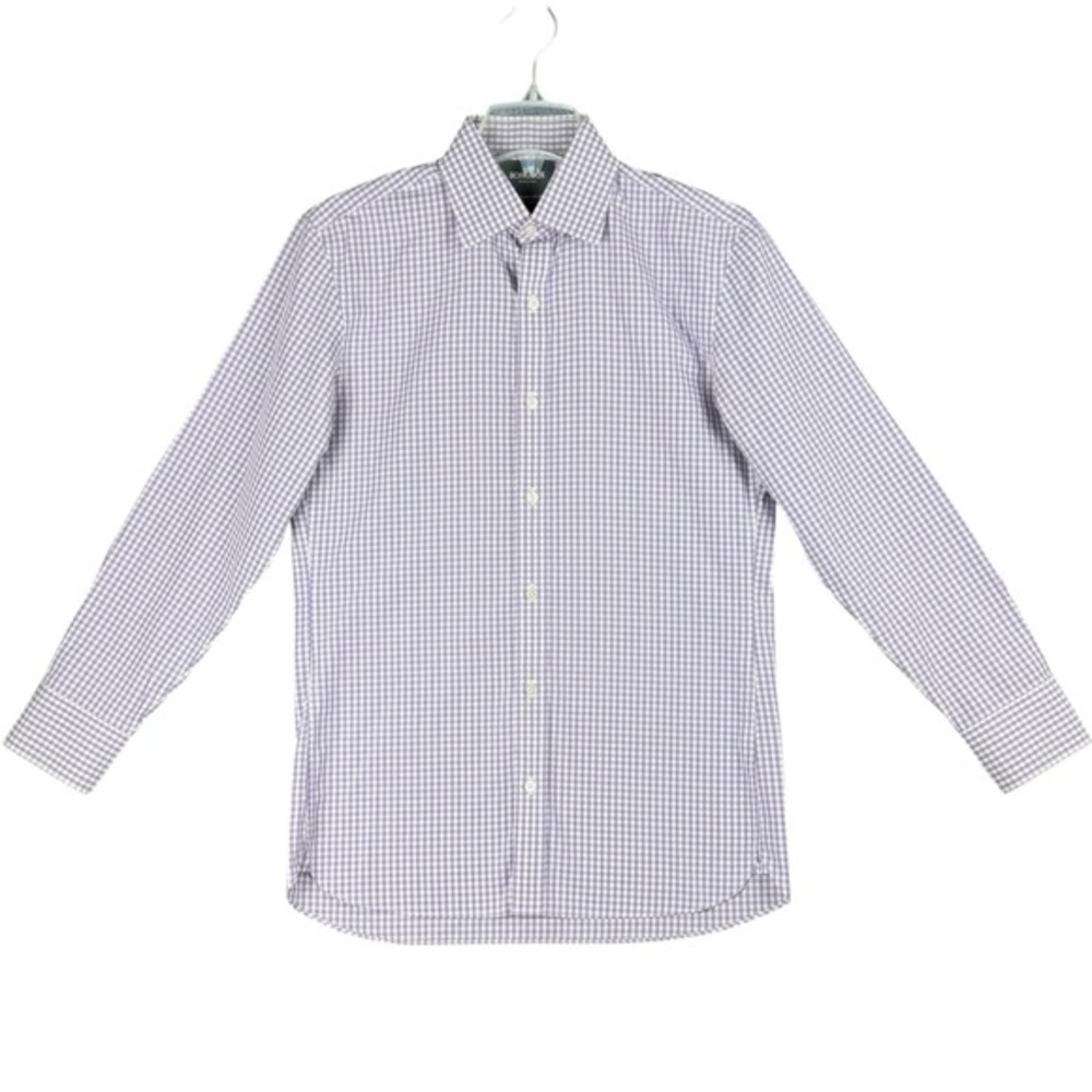 Bonobos Men's 15 32 Slim Fit Wrinkle Free Gingham Shirt Purple White Button Down